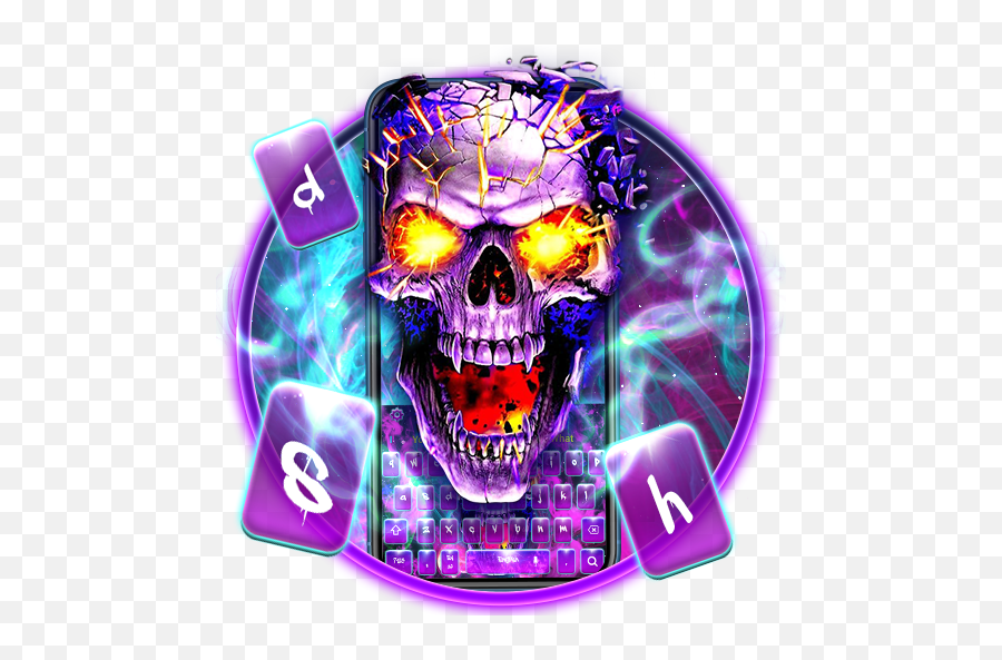 Burning Purple Skull Keyboard Theme U2013 Google Play - Scary Emoji,Purple Demon Emoji