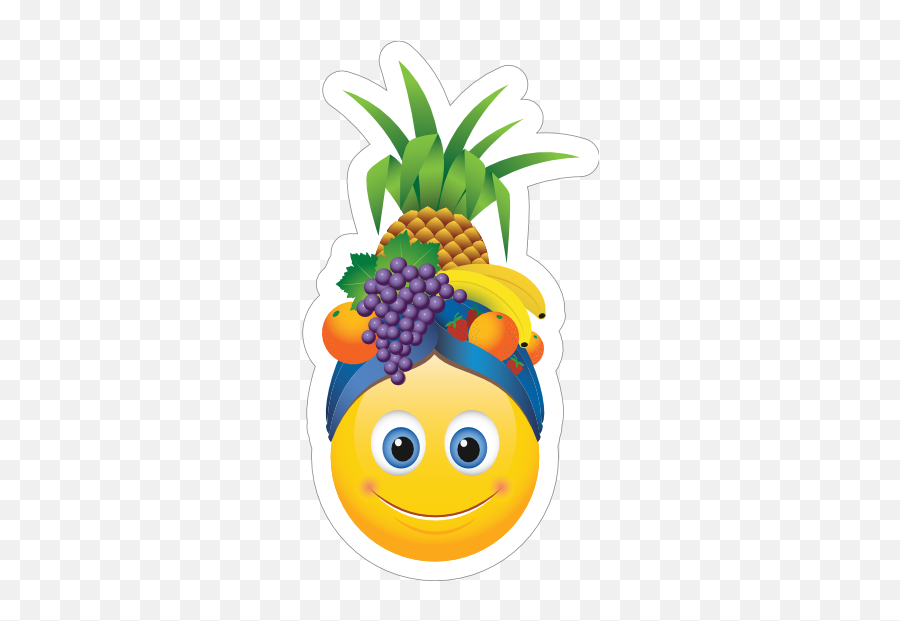 Cute Smiling With Fruit Hat Emoji Sticker - Fruit Hat Clip Art,Upside Down Smile Emoji