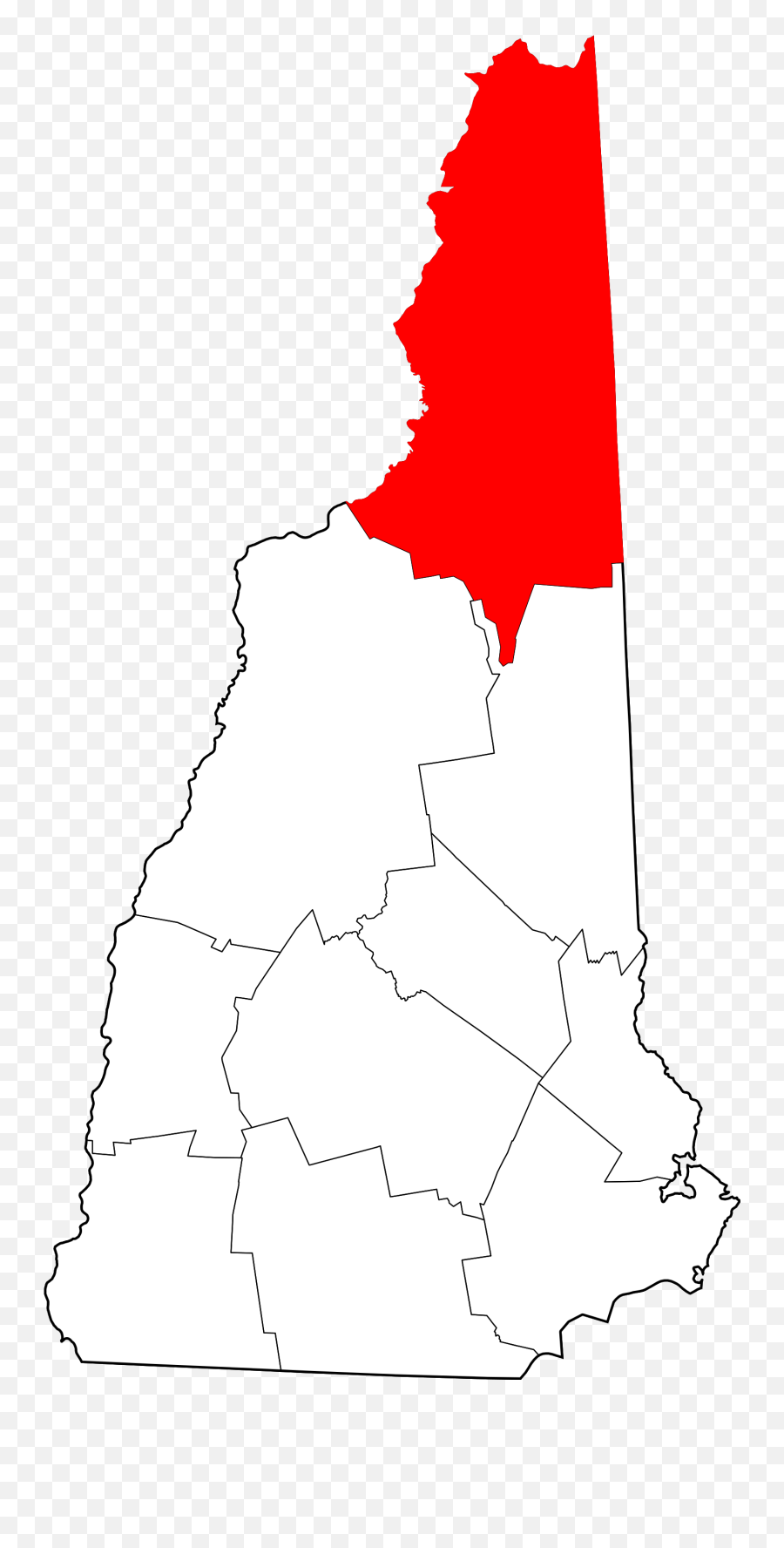 Map Of New Hampshire Highlighting Coos County - Coos County Seals New Hampshire Emoji,Location Emoji