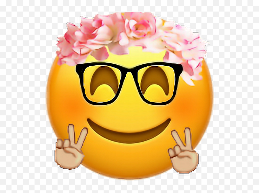 Love This Glasses Flowercrown Flower Cro - Emoji With Flower Crown,Emoji With Glasses