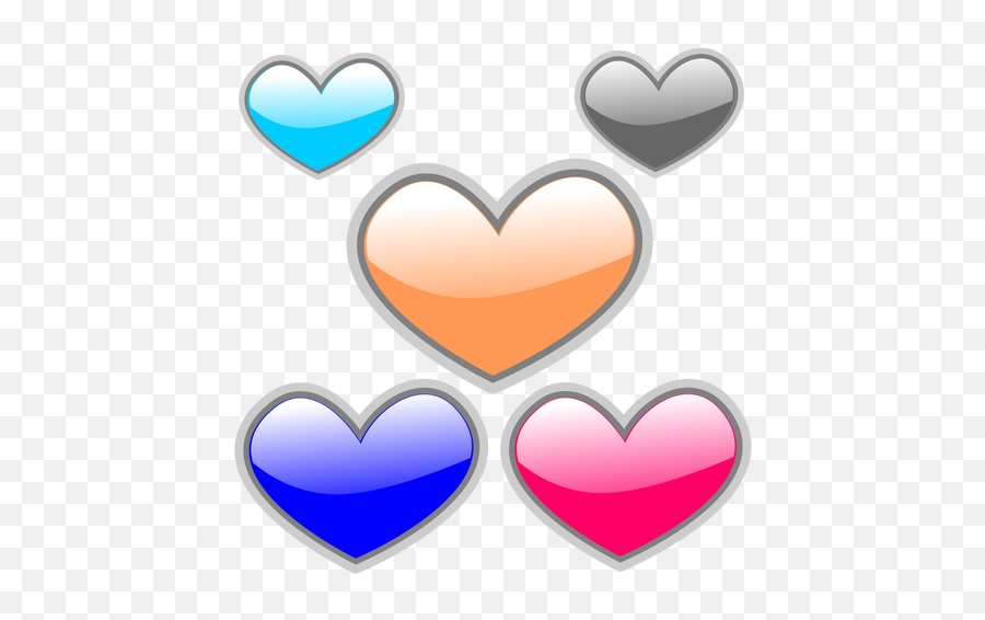 Selection Of Vector Color Glossy Hearts - Clip Art 5 Hearts Emoji,Emotion Symbols