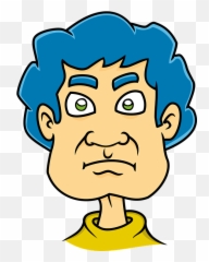 Caricature Cartoon Illustrations - Pria Marah Rambut Biru Karikatur Emoji