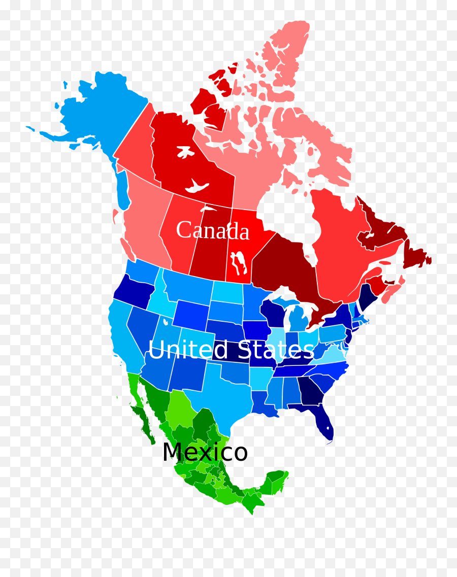 North America Map Coloured - North America Map Colored Emoji,North America Emoji