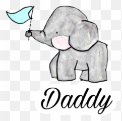 Daddy Sticker - Family Of Elephants Cartoon Clipart Full Cute Cartoon Elephant Drawing Emoji,Daddy Emoji