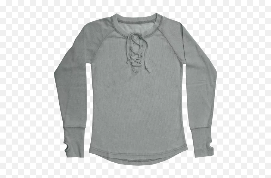 Gray Lace - Up Thermal Shirt Emoji,Emoji Long Sleeve Shirt