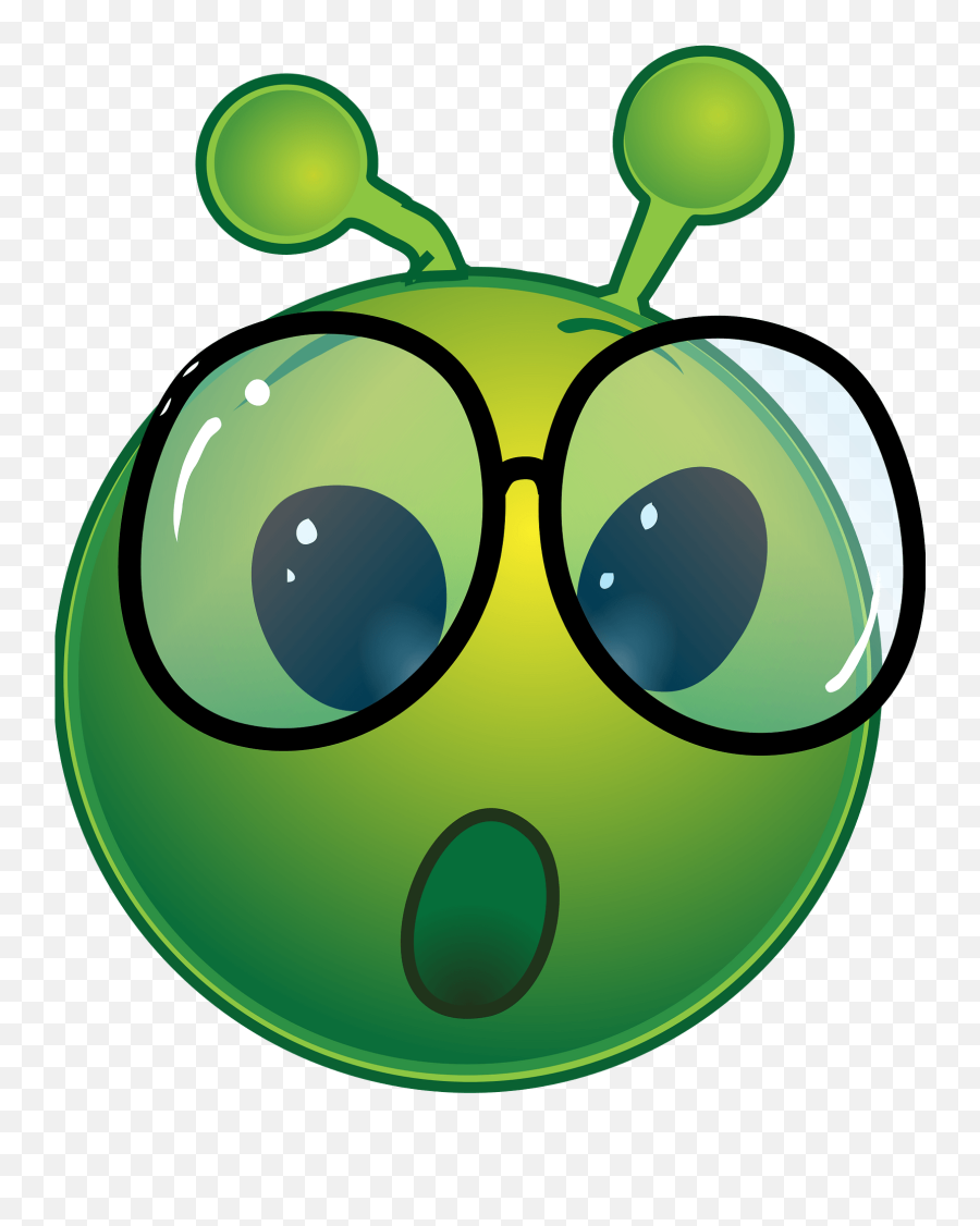 Smiley Green Alien Geek Oh Clipart Free Download - Smiley Emoji,Nerdy Emoji