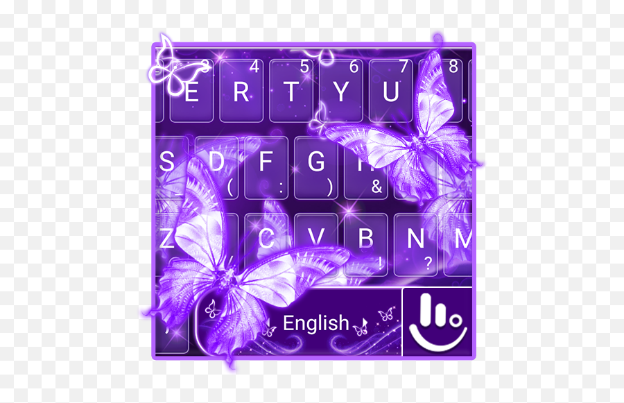 Purple Neon Butterfly Keyboard Theme - Girly Emoji,Neon Emoji Keyboard
