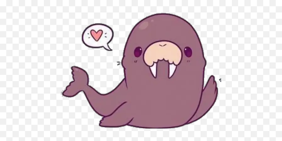 Little Animals Stickers For Whatsapp - Cute Walrus Drawing Kawaii Emoji,Walrus Emoji