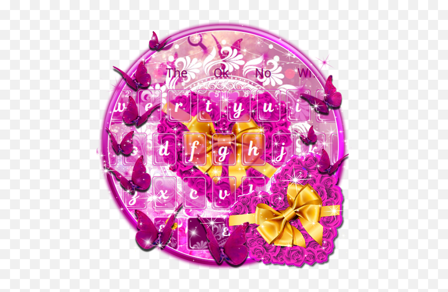 Girly Pink Butterfly Keyboard Theme - Circle Emoji,Girly Emojis