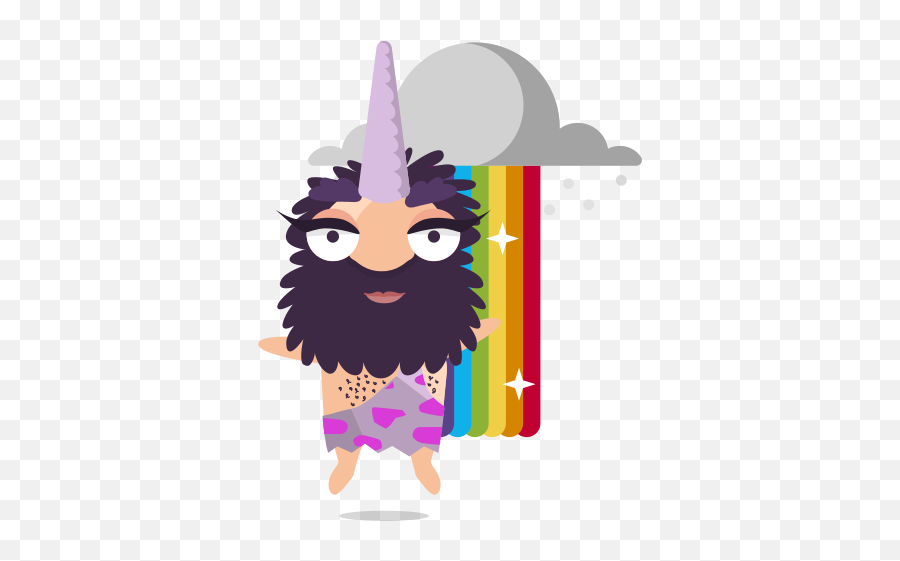 Cave Man Emoticon Emoji Sticker Rainbow Unicorn Free - Homem Das Cavernas Png,Unicorn Emoji