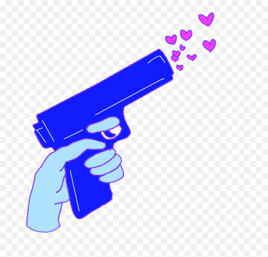 Aesthetic Gun Heart Love Blue Freetoedit - Trigger Emoji,Heart And Gun Emoji