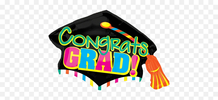 Congrats Grad Graduation Cap Balloon - Clip Art Emoji,Emoji Graduation