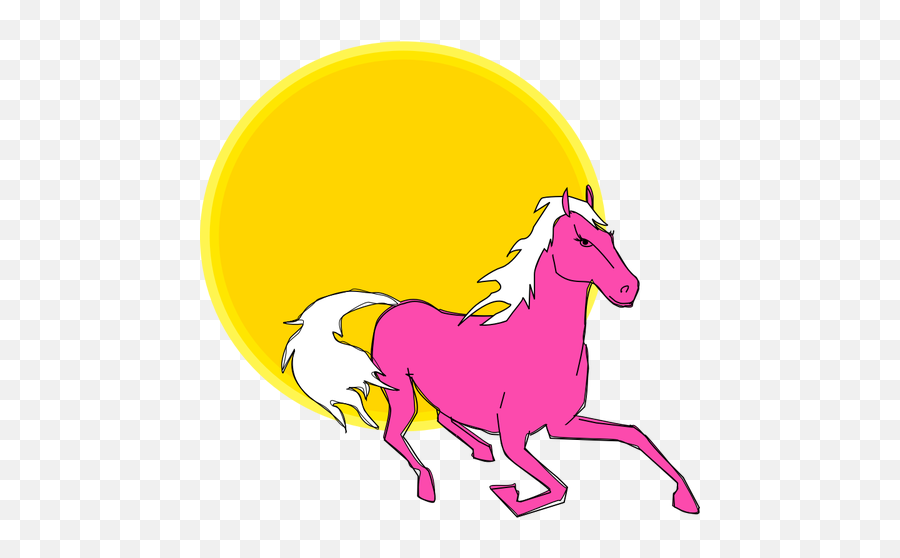 Vector Clip Art Of Running Pink Horse - Horse Running Art Png Emoji,Man And Horse Emoji