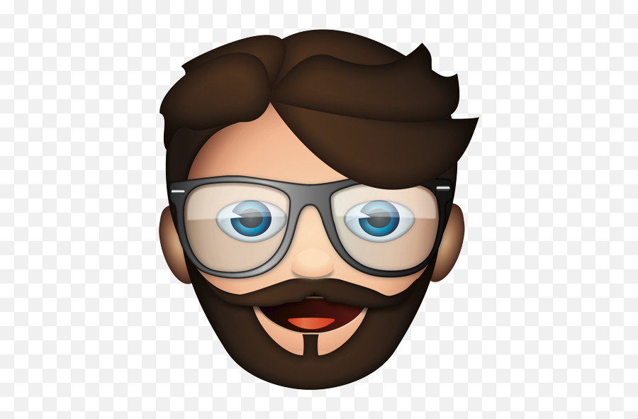Bearded Man With Glasses Smiling - Beard Long Hair Man Emoji,Short Emoji