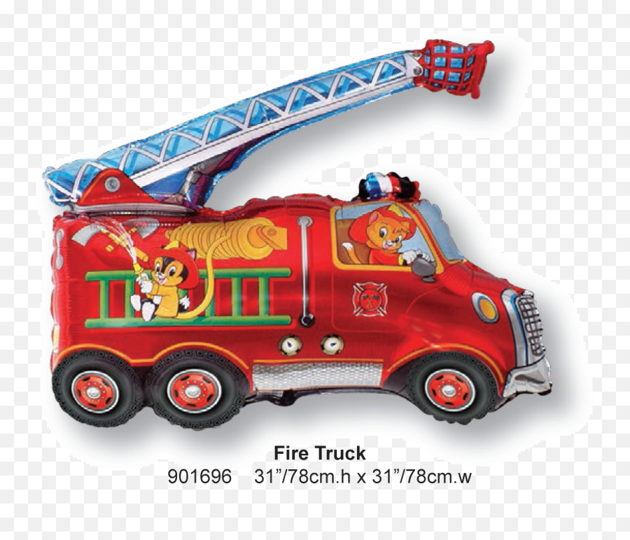 Fire Truck Foil Balloon Transparent Png Emoji,Fire Truck Emoji