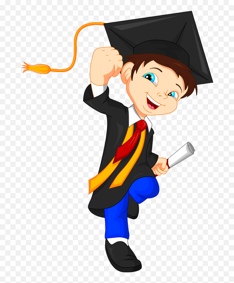 Graduation Cap And Gown - Boy Graduation Cartoon Emoji,Cap And Gown