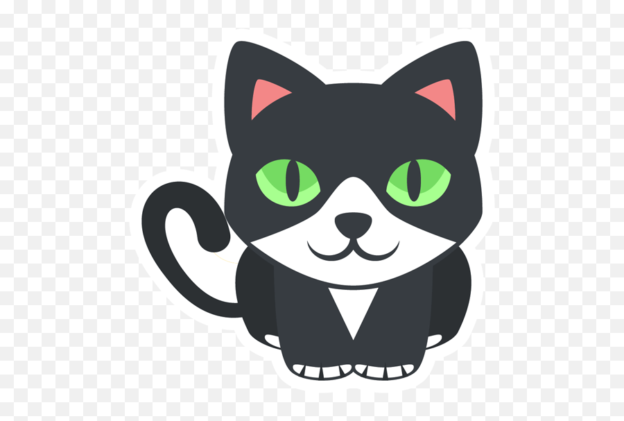 Cat Lover Sticker - Just Stickers Black And White Cat Face Emoji,Cute Cat Emoji