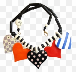 Parrot Pearls Large Ceramic Hearts Necklace - Choker Clipart Jewellery Emoji