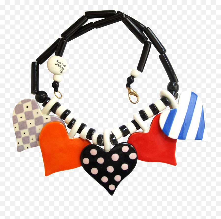 Parrot Pearls Large Ceramic Hearts Necklace - Choker Clipart Jewellery Emoji,Tahiti Flag Emoji