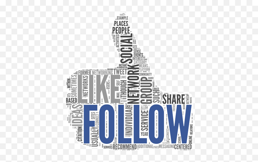 Follow Text Thumb Wall Sticker - Social Media Typography Poster Emoji,Cityscape Emoji