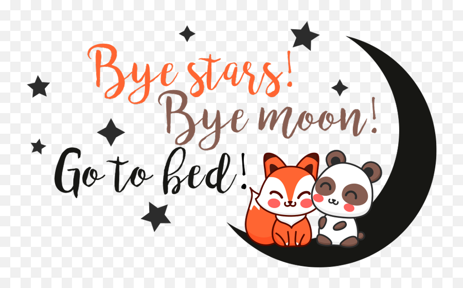 Bye Stars Bye Moon Bedroom Sticker - Event Emoji,Moon Emoji Text
