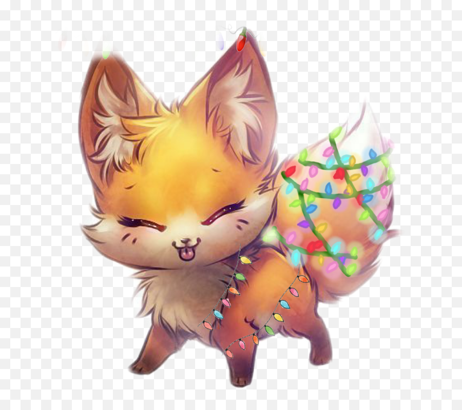Christmas Lights Sticker Challenge On Picsart - Anime Cute Animals Chibi Emoji,Christmas Lights Emoji
