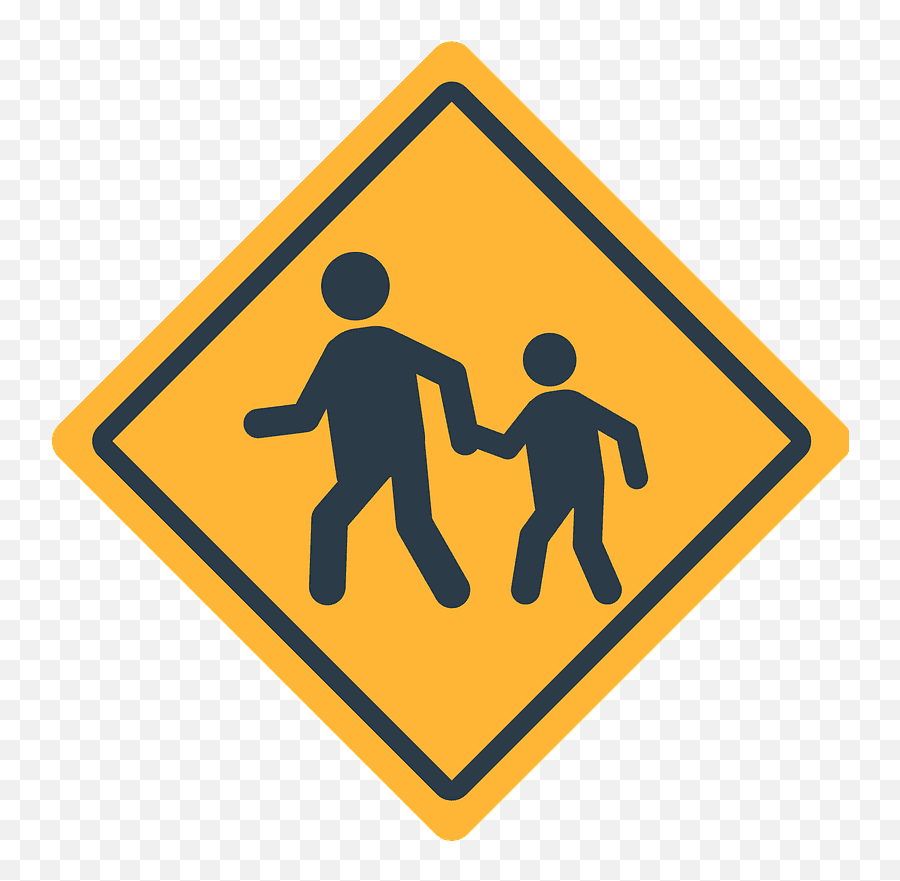 Children Crossing Emoji Clipart Free Download Transparent - Children Crossing Emoji,Hazard Emoji