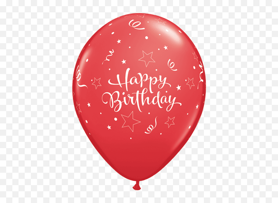 25 X 11 Red Happy Birthday Shining Star Qualatex Latex - Balloon Emoji,Shining Star Emoji