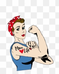 Mom Tattoo Rosie Riveter Vintage - Clipart Stay At Home Mom Emoji,Rosie The Riveter Emoji