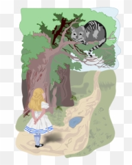 Alice And The Cheshire Cat Vector Image - Forest In Wonderland Png Emoji