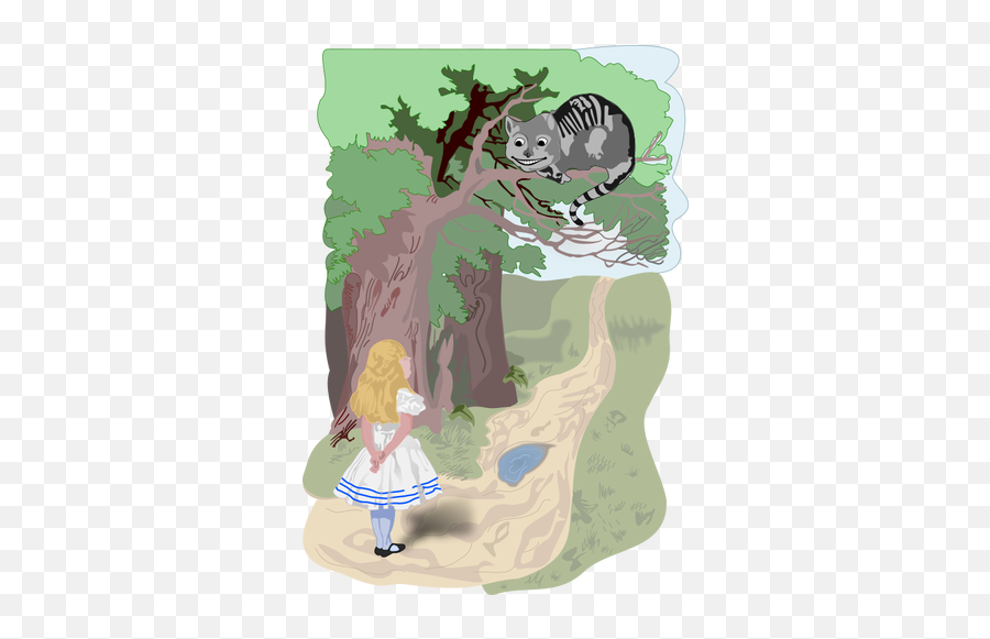 Alice And The Cheshire Cat Vector Image - Forest Alice In Wonderland Png Emoji,Emoji Mac Os X