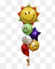 Smiley Get Well Wishes Balloon Bouquet - Balloons Galore u0026 Gifts Emoji