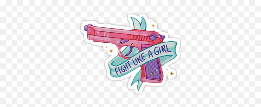 Fight Like A Girlu0027 Sticker By Arkhamscity Hipster Stickers - Fight Like A Girl Sticker Emoji,Squirt Gun Emoji