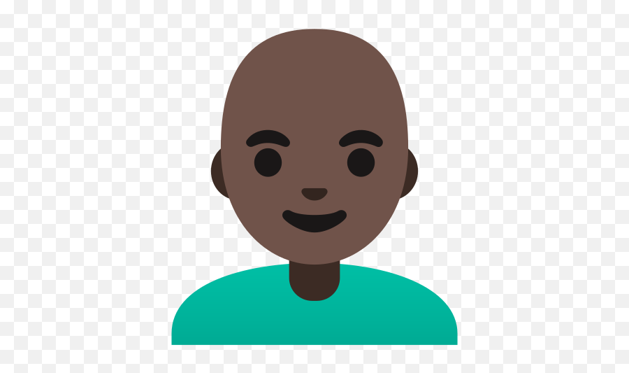 Dark Skin Tone Bald Emoji - Guy With Dark Curly Hair Cartoon,Bald Emoji