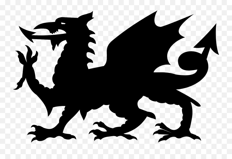 Dragon Flag Silhouette Fantasy Tail - Welsh Flag Black And White Emoji,Laos Flag Emoji