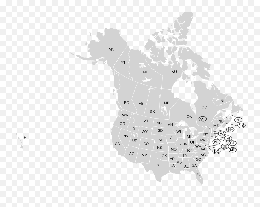 Usa And Canada With Names Natural - Blank Coloured Map Of Canada Emoji,Name Of Each Emoji