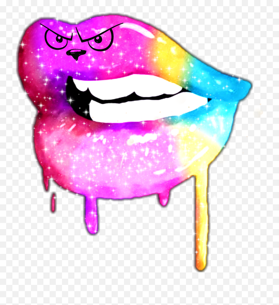 Colorful Rainbow Glitter Sparkle Party - Lips Drip Emoji,Angry Kiss Emoji