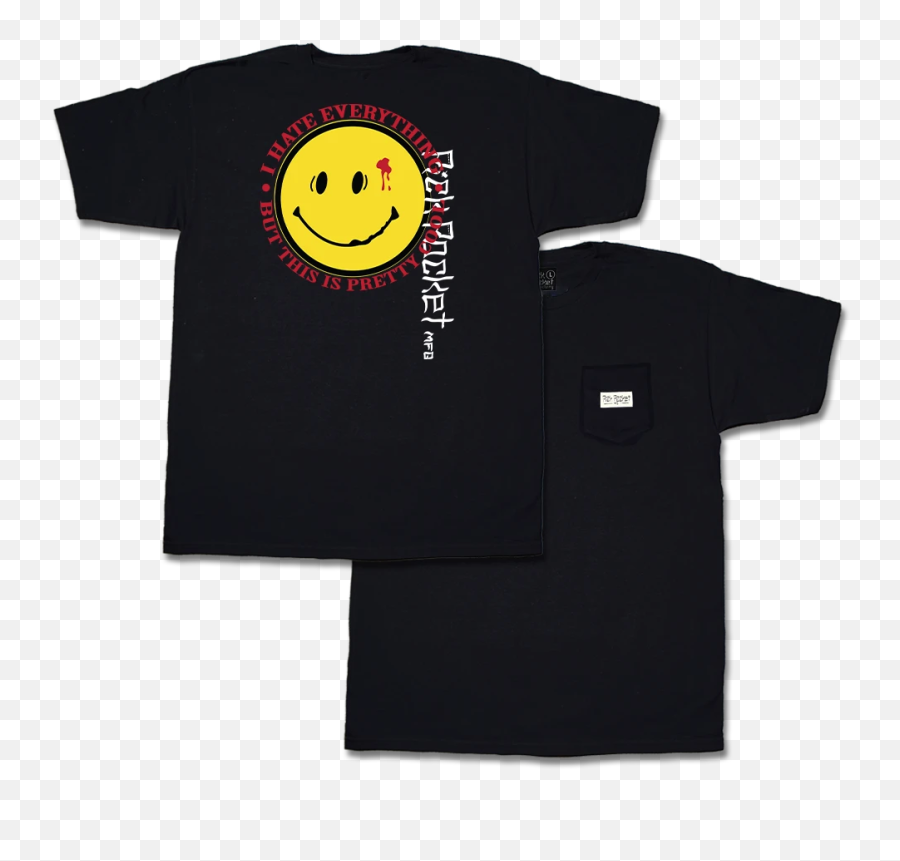 Pretty Cool Pocket Tshirt Black - Smiley Emoji,P Emoticon