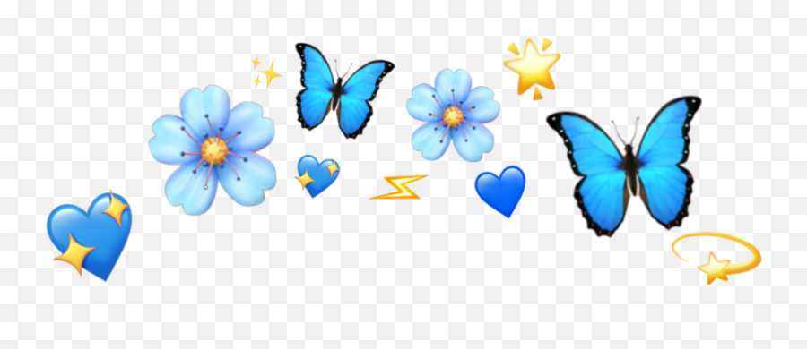Butterfly Blue Emoji Heart Shine Lightning Tumblr Cute - Blue Butterfly Emoji,Lightning Emoji