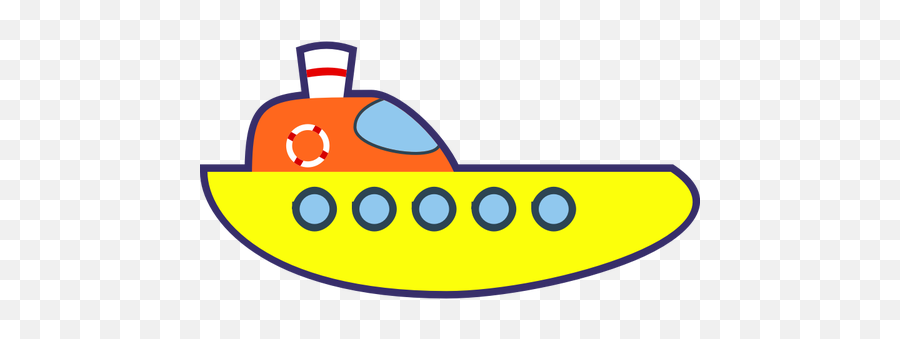 Vector Drawing Of Yellow Cartoon Boat - Boat Clipart Cute Emoji,Boat Moon Emoji