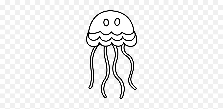 Jellyfish Clipart Happy Jellyfish - Ocean Animal Clipart Black And White Emoji,Jellyfish Emoji