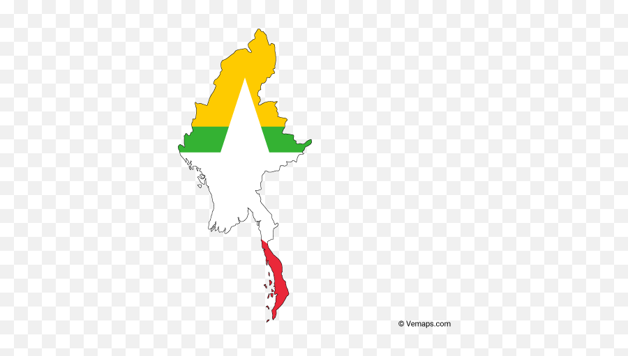 Flag Map Of Myanmar Free Vector Maps Map Vector Vector - Myanmar Map Vector Emoji,Korean Flag Emoji