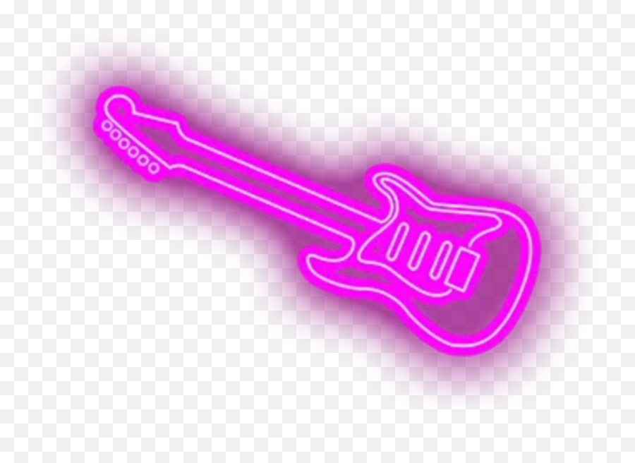 Music Guitar Neon Light Sticker - Neon Guitar Transparent Background Emoji,Emoji Guitar