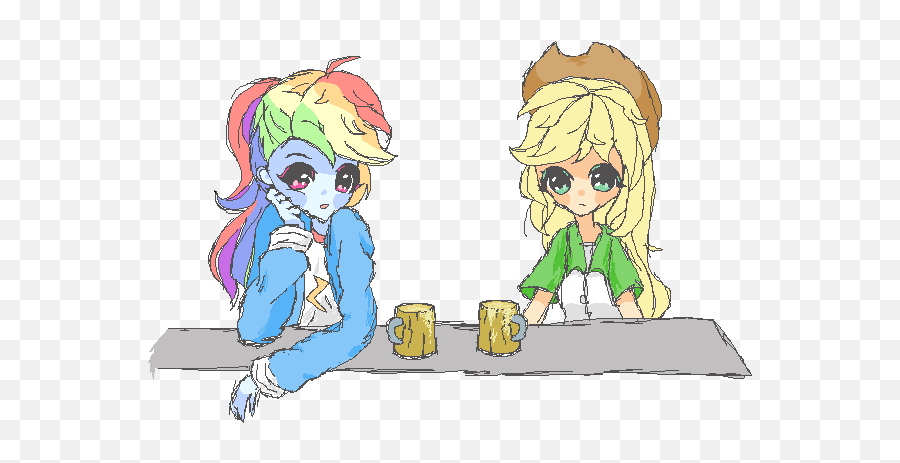 Rainbow And Apple - Fictional Character Emoji,Ponytail Emoji