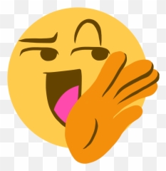 An Emoji Of A Smug Laugh With One Hand Raised To The Clipart - Emoji Eyebrow Raised,Raise Hand Emoji