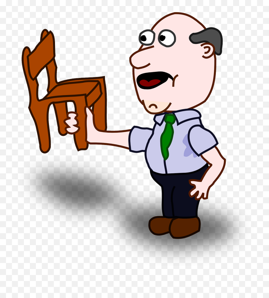 Adult Funny People Character Human - Man Lifting A Chair Emoji,Funny Moving Emoticons