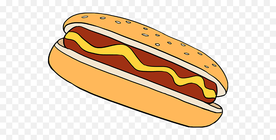 How To Draw A Hot Dog - Really Easy Drawing Tutorial Drawing Of Hot Dog Emoji,Hotdog Emoji