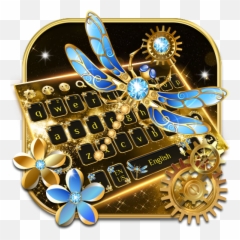 Gold Dragonfly Flower Keyboard - Graphic Design Emoji,Dragonfly Emoji