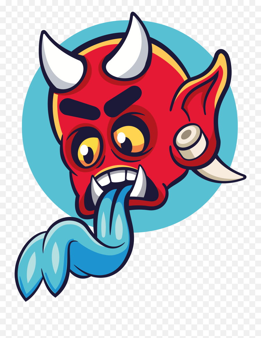 Oni Demon Head Sticker Clipart - Illustration Emoji,Oni Emoji