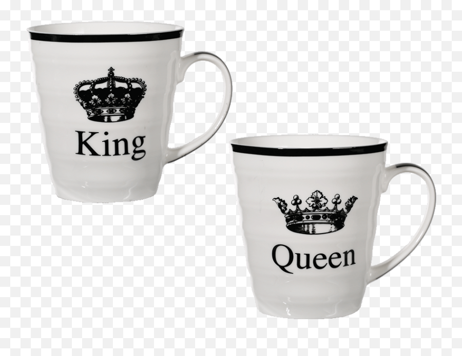 The White Porcelain Mug With Writing Queen - Serveware Emoji,King And Queen Emoji